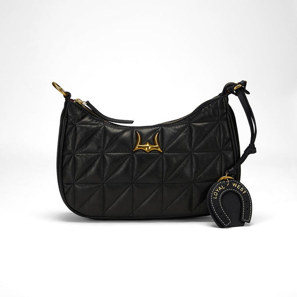 Loyal West HORSE SHOE BAG CHARM IN CALF LEATHER - BLACK