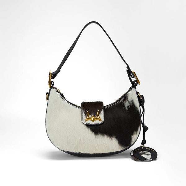 Loyal West HORSE SHOE BAG CHARM IN BLACK & WHITE COWHIDE