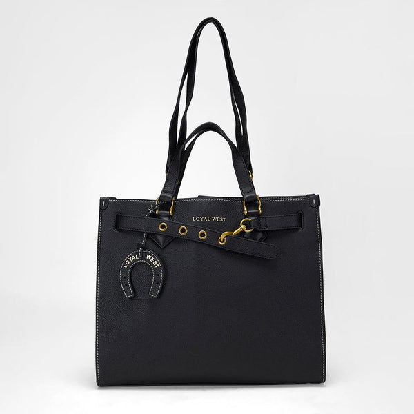 Loyal West STANDARD MEDIUM TOTE BAG IN CALFSKIN - BLACK