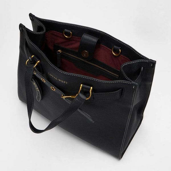 Loyal West STANDARD MEDIUM TOTE BAG IN CALFSKIN - BLACK