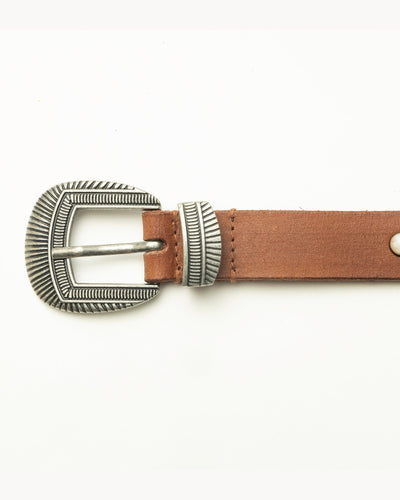 Loyal West Midnight Ranger Leather Belt In Calfskin - Saddle Brown