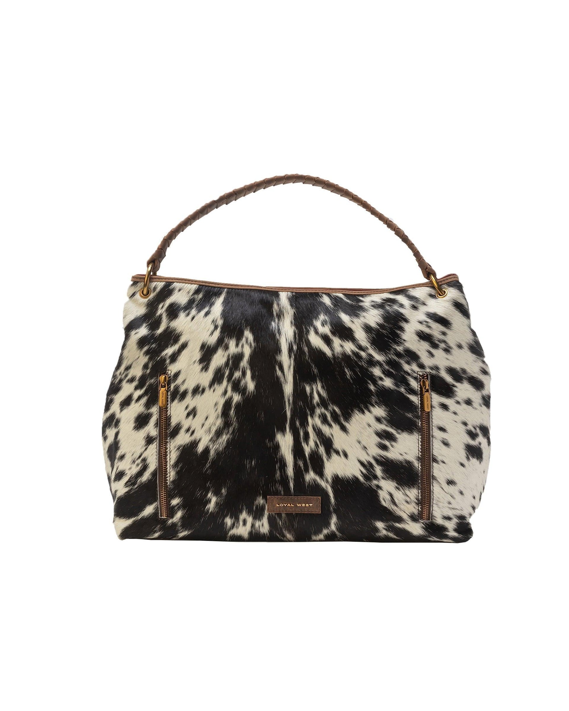 Lw Large Hobo Bag In Black & White Cowhide