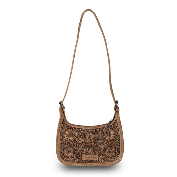 Handtooled Dannia Large Purse - Saddle Brown