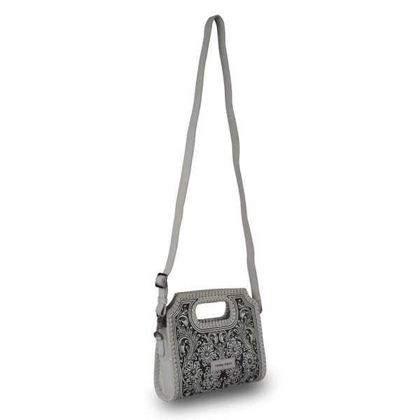 Handtooled Alma Medium Handbag - Ivory Dust