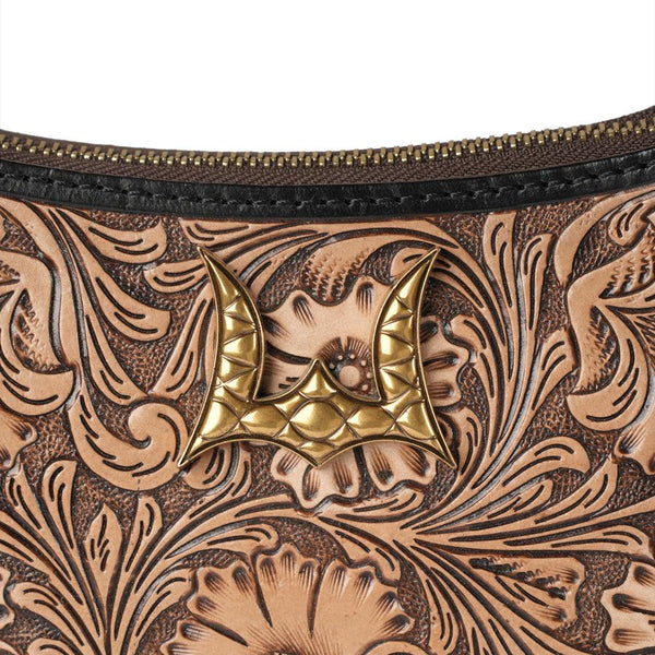 Handtooled Dannia Medium Purse - Distressed Brown