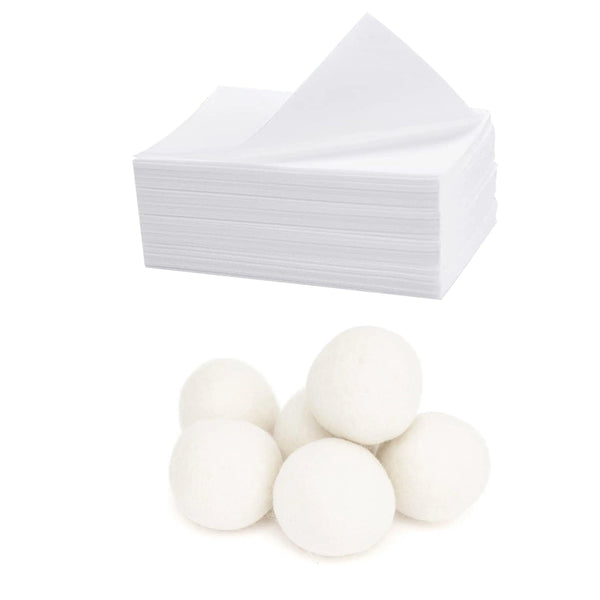 Laundry Care Essentials Bundle: 100 Detergent Sheets + 6 Wool Dryer Balls Pack - Gifts for You 'n Me