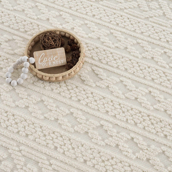 Fadey White 3D Washable Rug