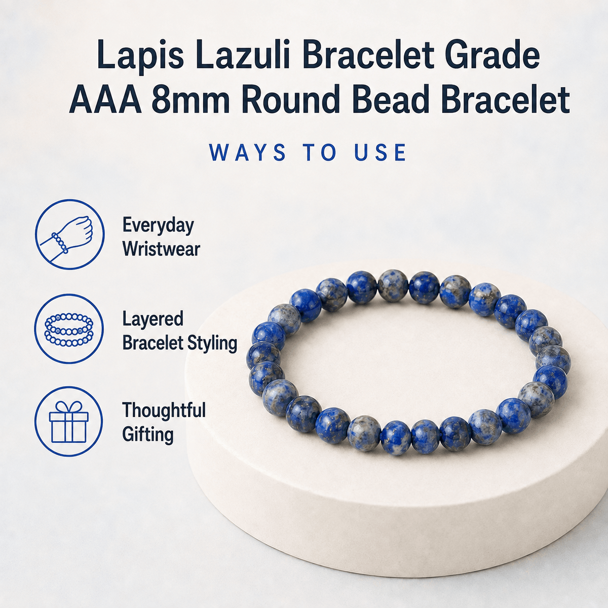 Lapis Lazuli Bracelet | Lapis Stone Bracelet (Angelic Communication and Luck).