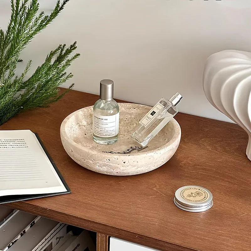 Large 7.87 Inch Natural Marble Bowl - Elegant Decorative Centerpiece for Bathroom, Vanity, or Dining Table - Jewelry Display, Soap Dish - Luxury Home Decor - Perfect Housewarming or Holiday Gift (Christmas, Wedding) - Durable