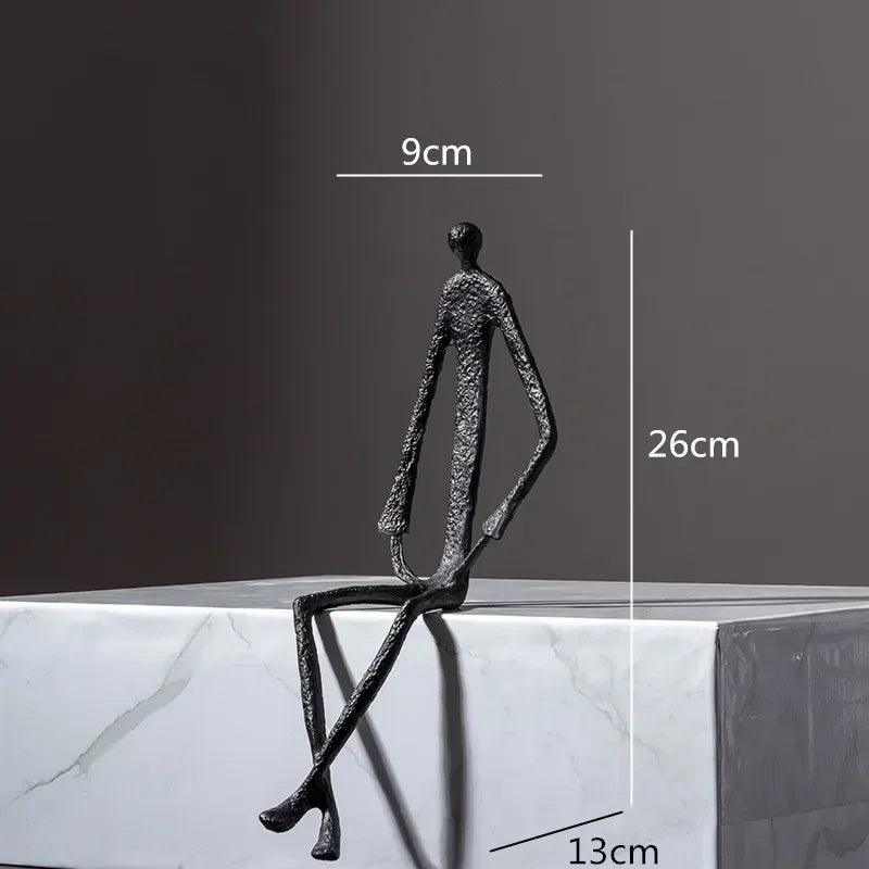 Large Abstract Sitting Human Sculpture Modern Metal Figurine