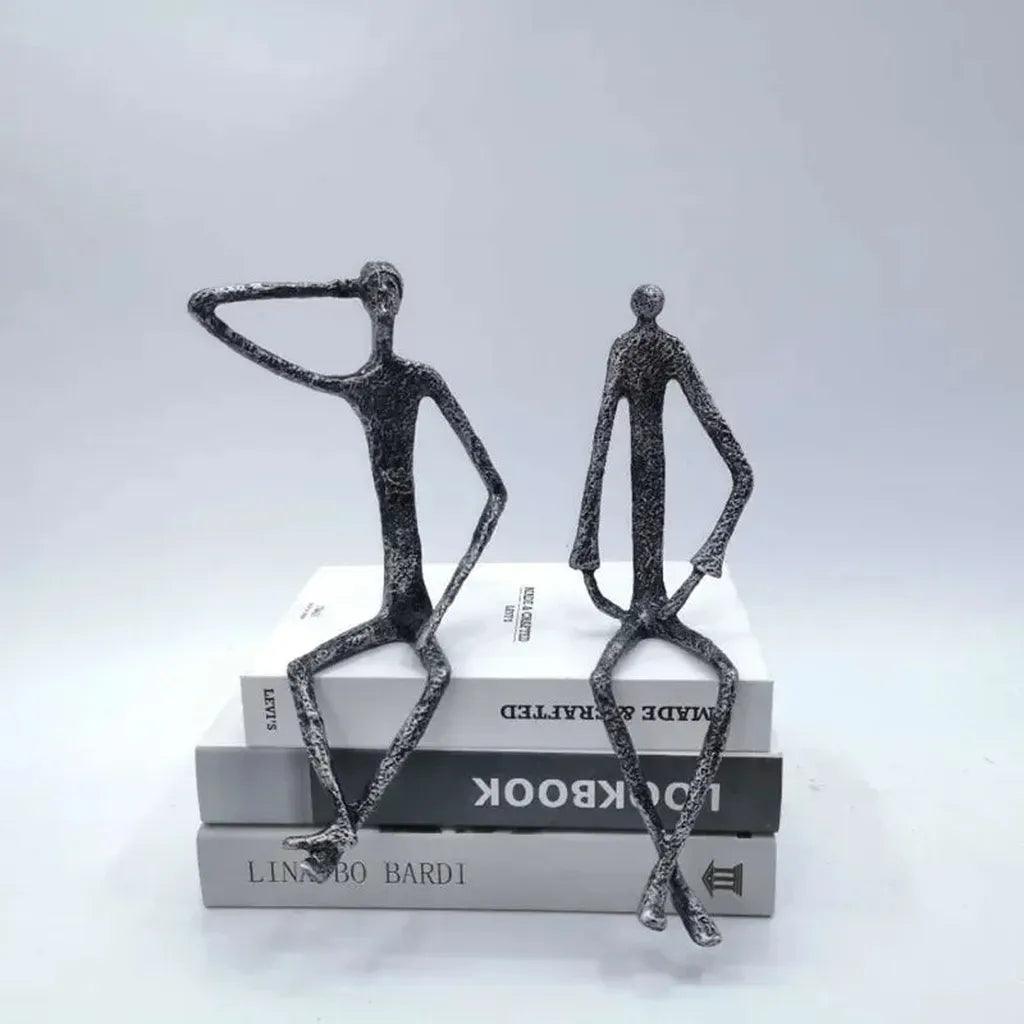 Large Abstract Sitting Human Sculpture Modern Metal Figurine