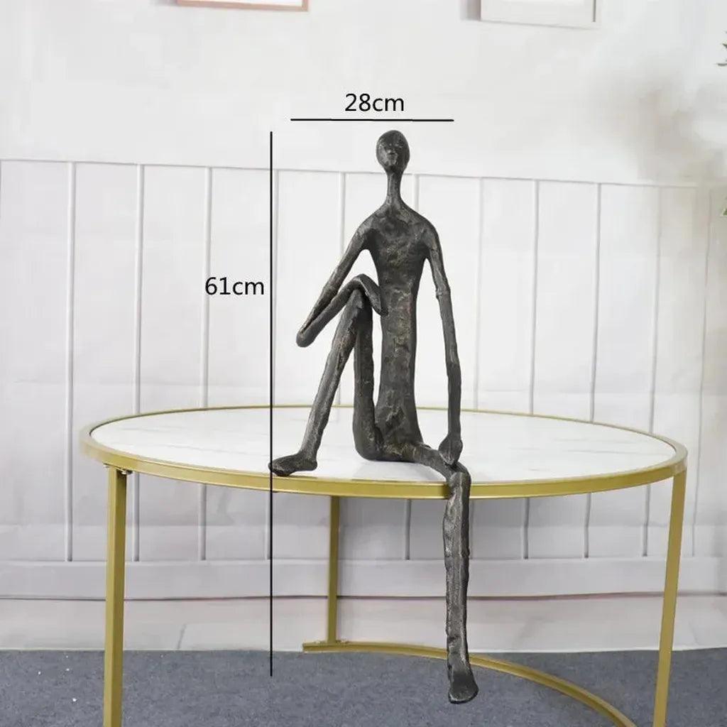Large Abstract Sitting Human Sculpture Modern Metal Figurine