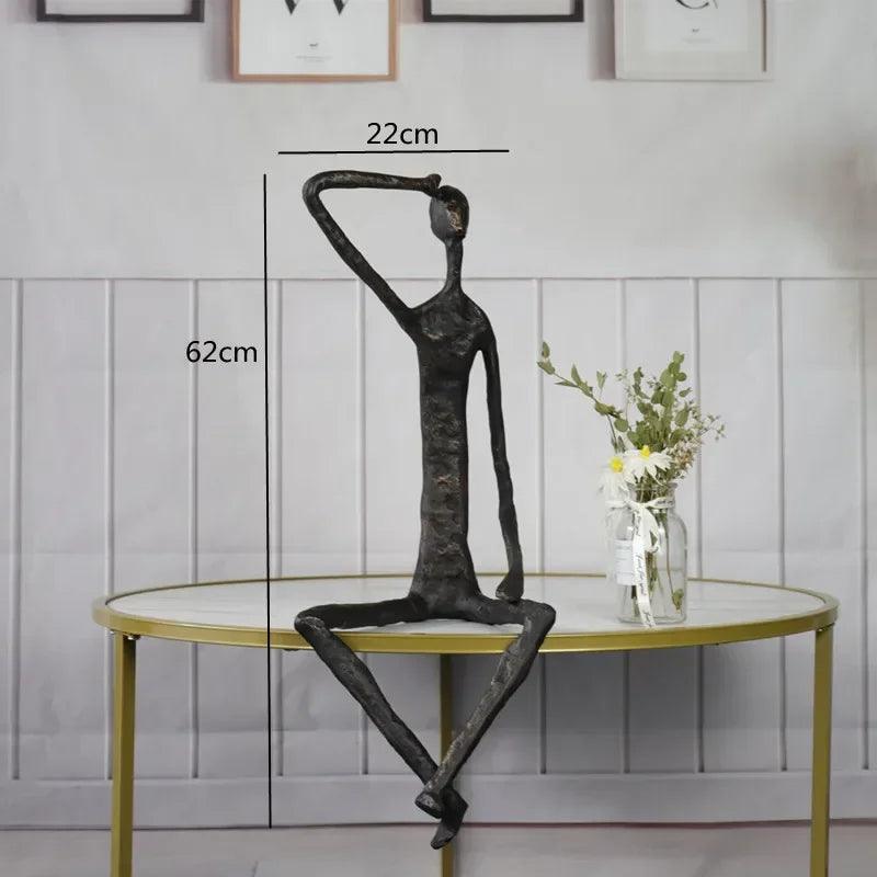 Large Abstract Sitting Human Sculpture Modern Metal Figurine