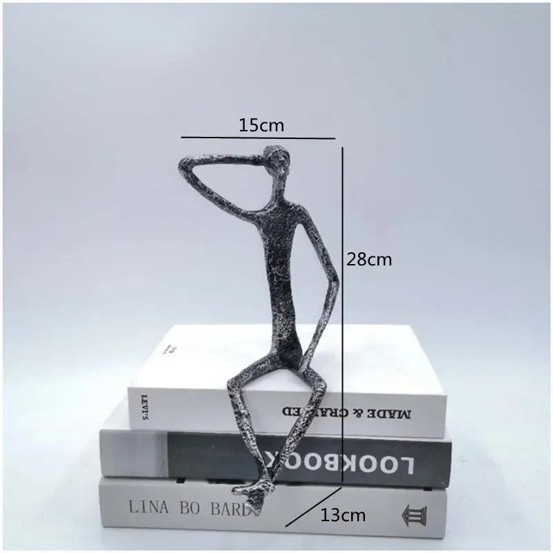 Large Abstract Sitting Human Sculpture Modern Metal Figurine
