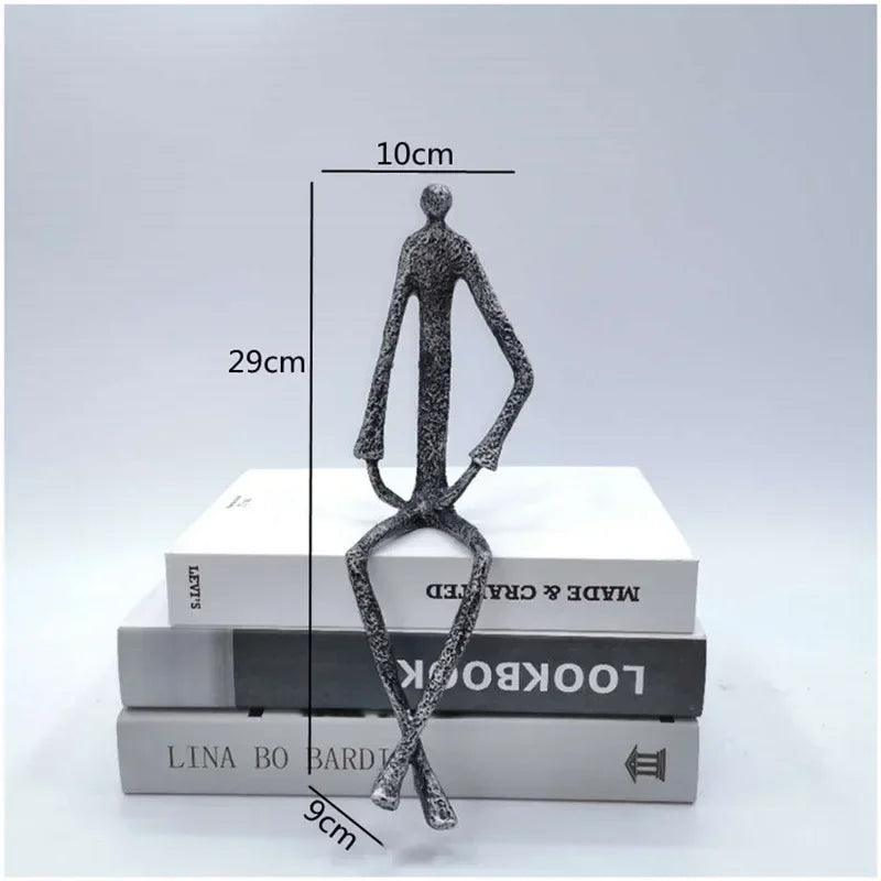 Large Abstract Sitting Human Sculpture Modern Metal Figurine