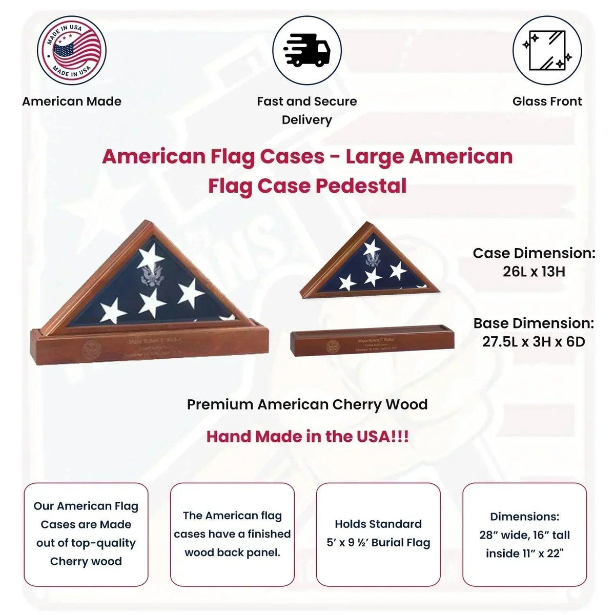 American Flag Display Case Pedestals, US Flags Frame.