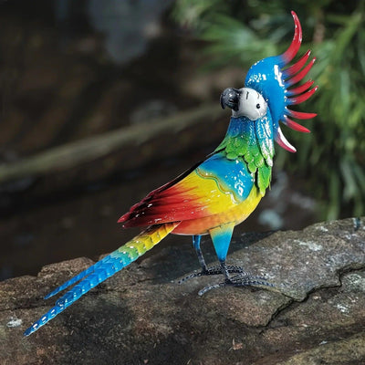 Large Metal Parrot Garden Statue - Colorful Outdoor Decor