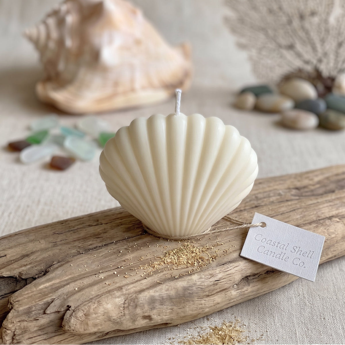 Shell Candle | Handmade Coastal Decor