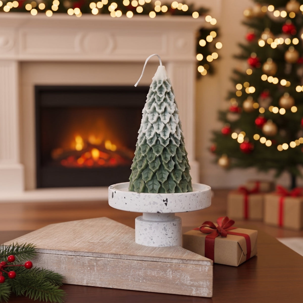 Christmas Pine Tree Candles | Sculptural Soy Wax Holiday Decor