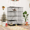Large 4-Tier Cat Cage with Skylight and Hammock for 1-4 Cats-Black
