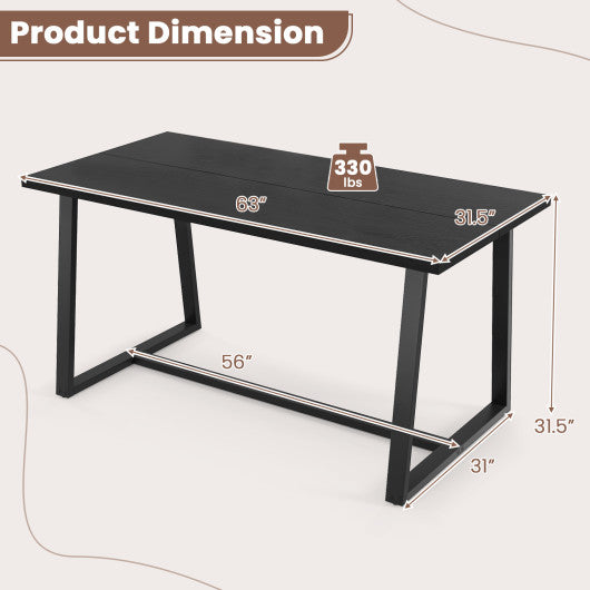 Large Dining Table with Heavy-duty Metal Frame and Anti-slip Foot Pads-Black
