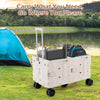 Large Foldable Utility Cart with 2-Tier Storage Crates and Telescoping Handle-White