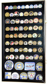 Large Military Challenge Coin Display Case Cabinet Holders Rack 98% UV - Lockable - Black Finish