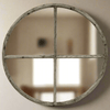 Large Round Wood Vintage Wall Mirror