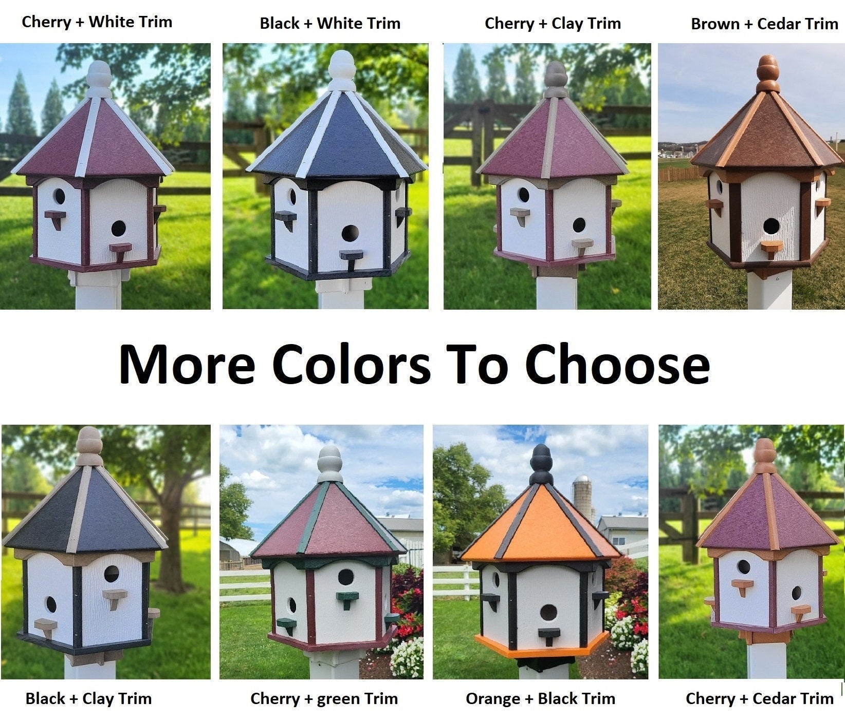 Extra Large Amish-Made Poly Birdhouse with 6 Nesting Compartments – Weatherproof Outdoor Birdhouse