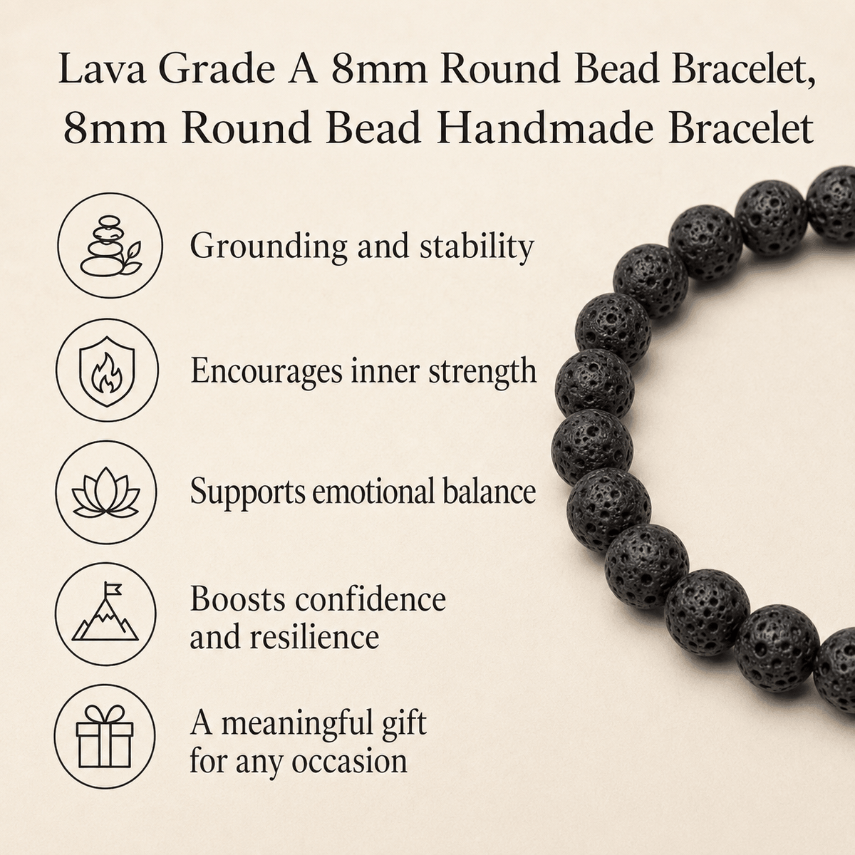 Lava Rock Bracelet | Volcanic Rock Bracelet (Protection and Stress Relief)