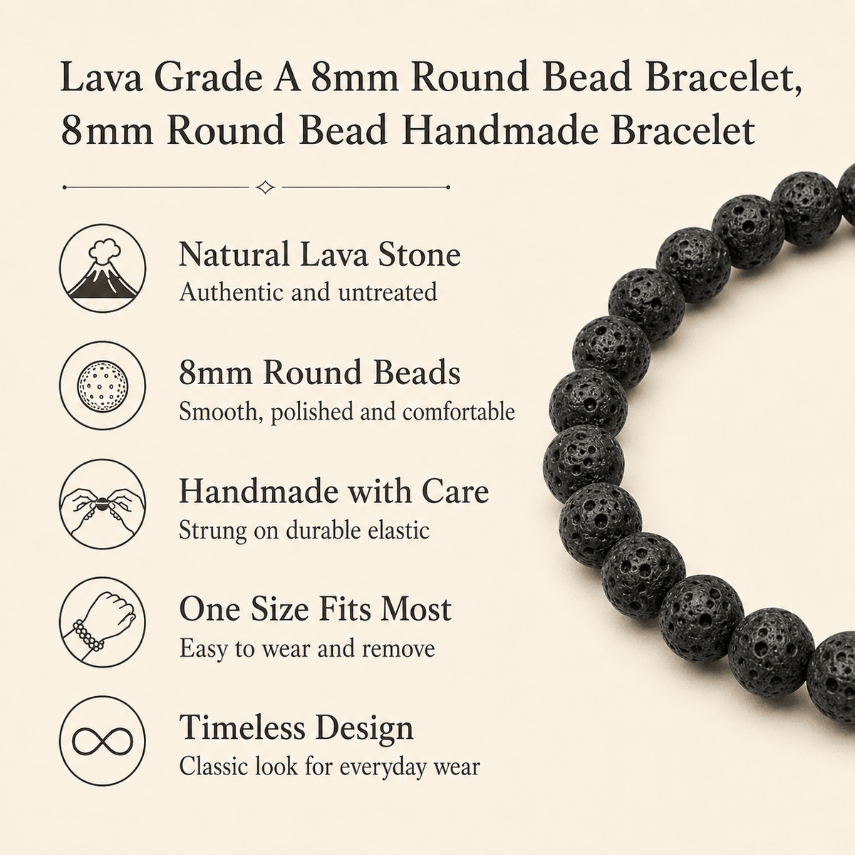 Lava Rock Bracelet | Volcanic Rock Bracelet (Protection and Stress Relief)
