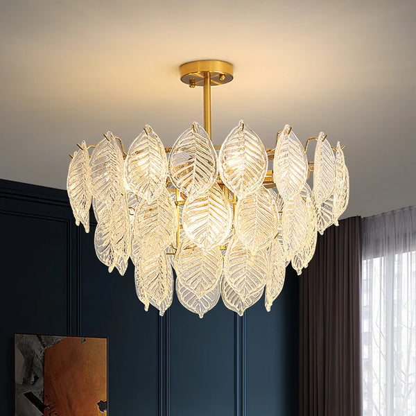 Leaf Shape Glass Modern Chandelier