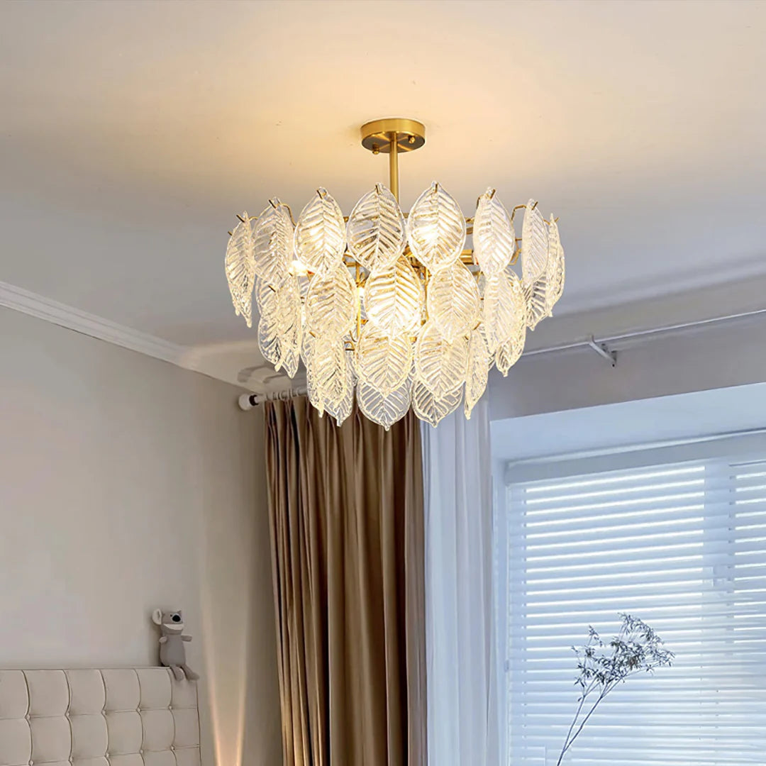 Leaf Shape Glass Modern Chandelier