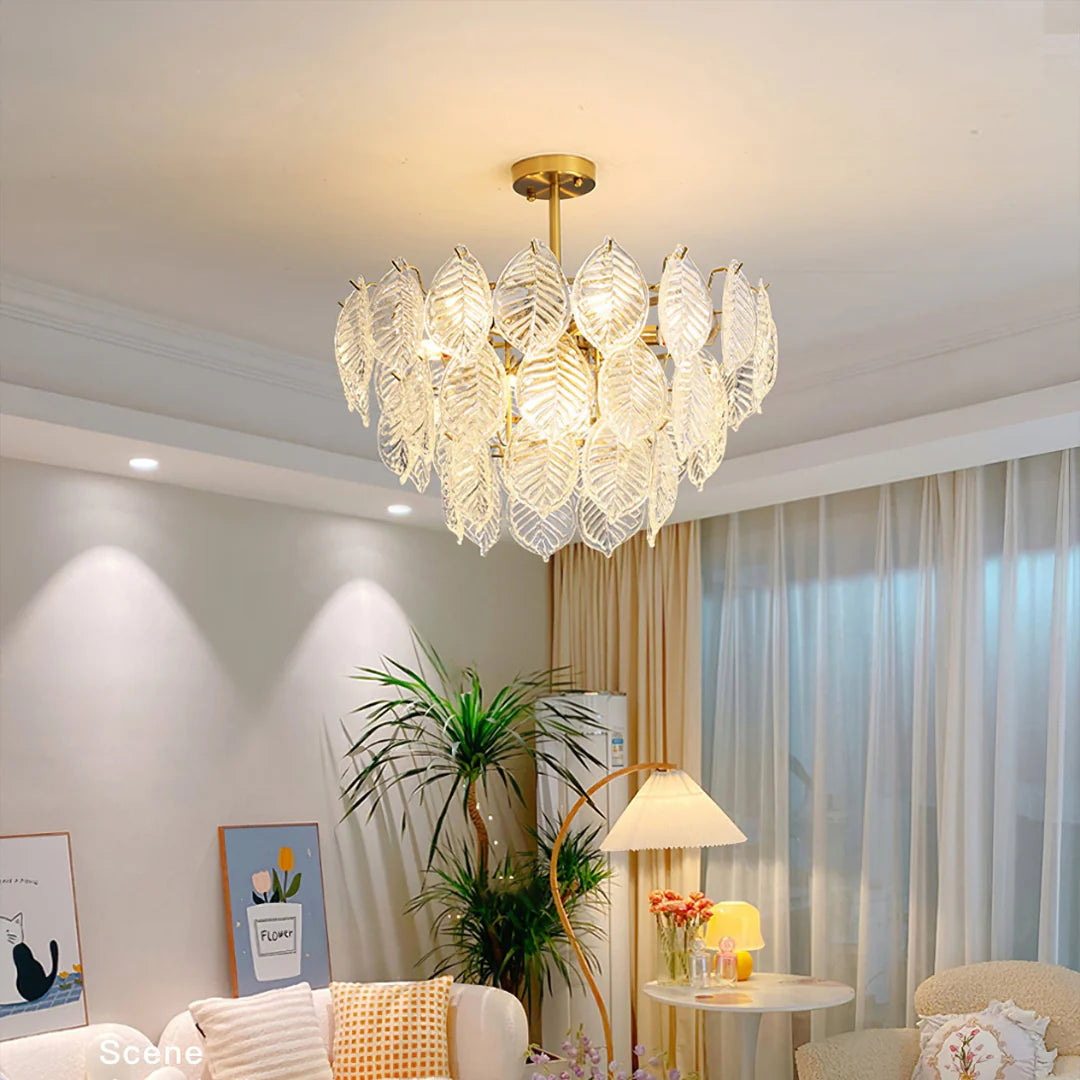 Leaf Shape Glass Modern Chandelier