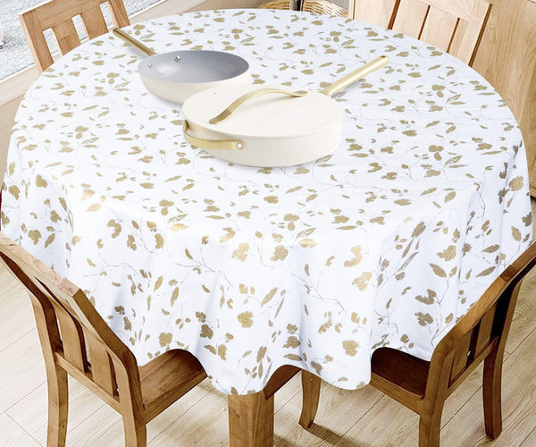 White TableCloth - Metallic Printed