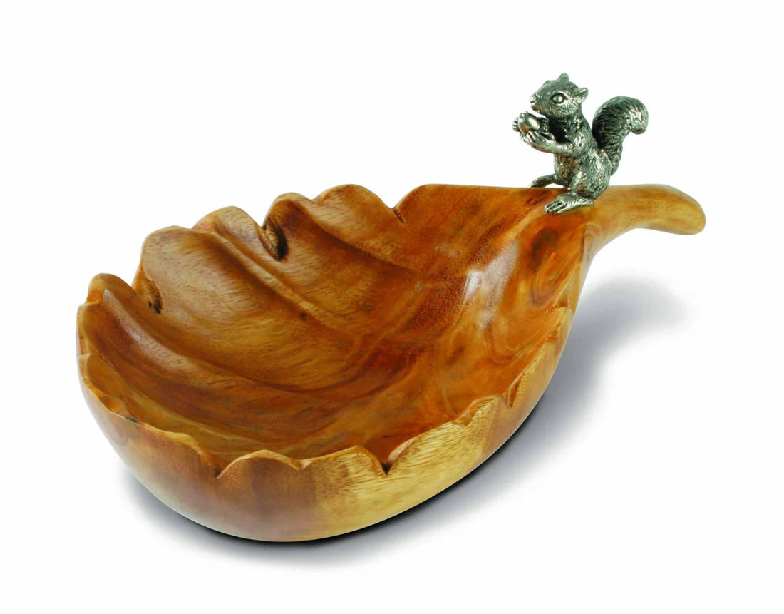 Leaf Nut Bowl with Standing Squirrel