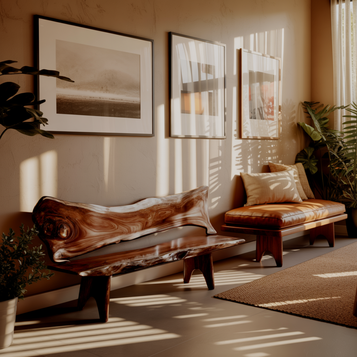 Leafwave Live Edge Indoor Bench