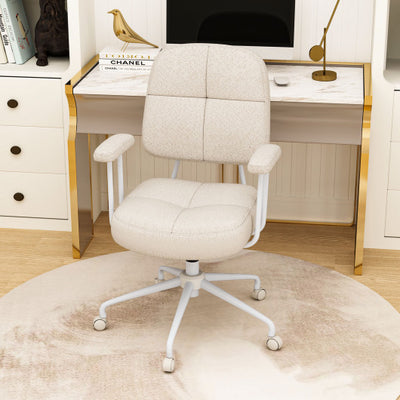 Leathaire Upholstered Task Home Office Chair with Cushioned Back-Beige