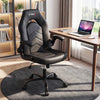 Leather Office Chair Ergonomic Computer Desk Chair with Flip-up Armrests-Black