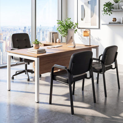 Leather Office Reception Chairs Waiting Room Guest Chairs Set of 2