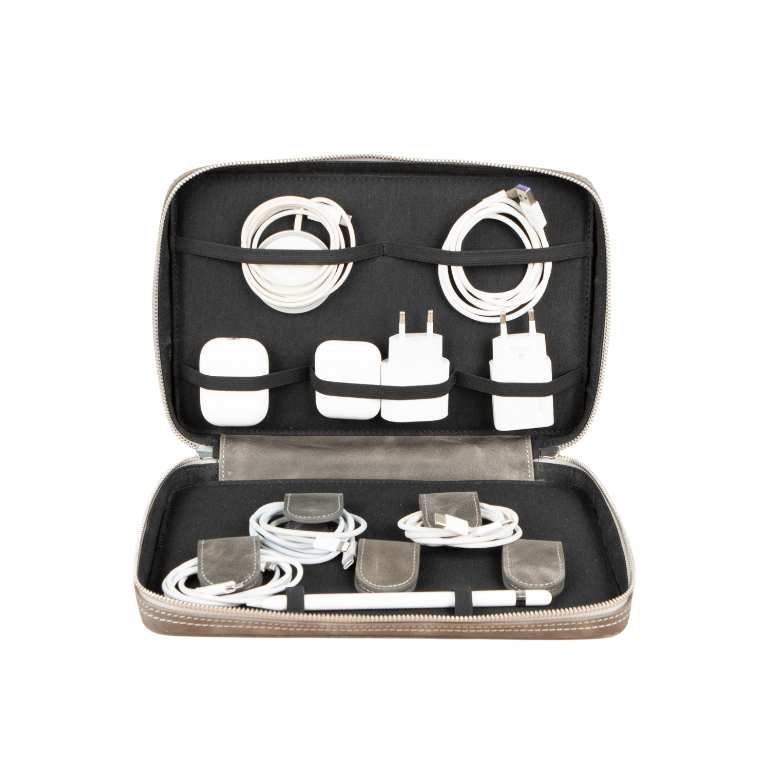 Leather Tech Organizer Case - Light Gray - Oslo