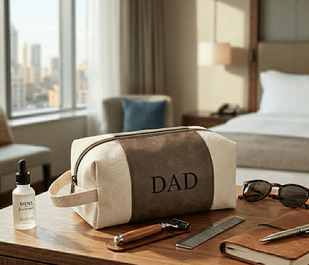 Leatherette/Canvas Grey Travel Kit