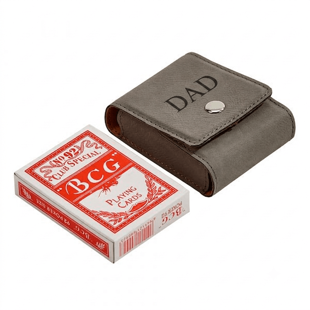 Leatherette Playing Cards Case, Grey 3.75
