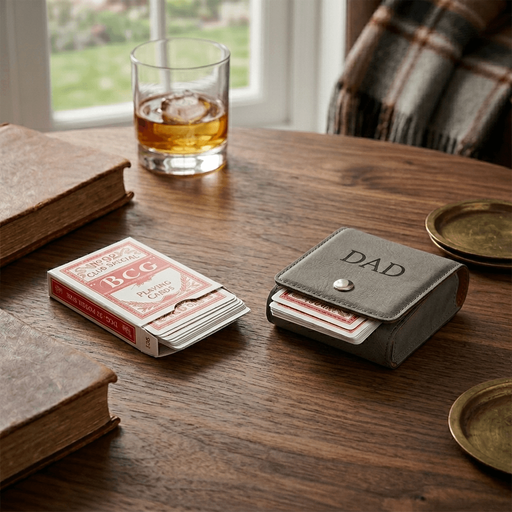 Leatherette Playing Cards Case, Grey 3.75