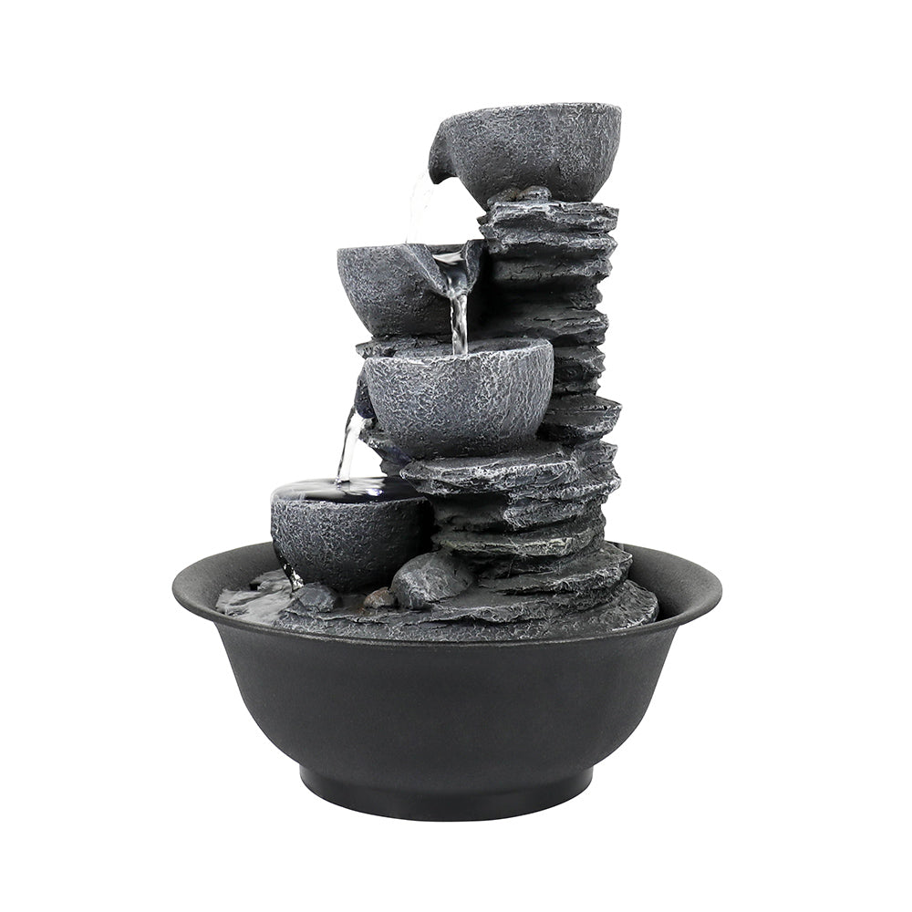 Resin Mini Slate Bowl Tabletop Water Fountain 10 Inch