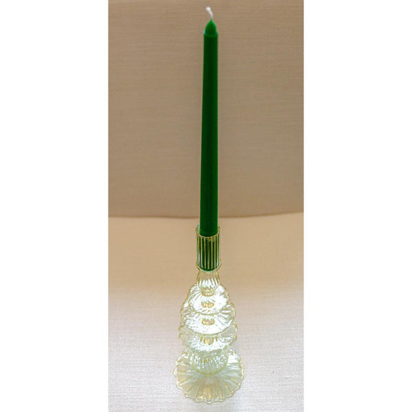 Buttercream Yellow Ribbed Glass Candle Holders – Pair