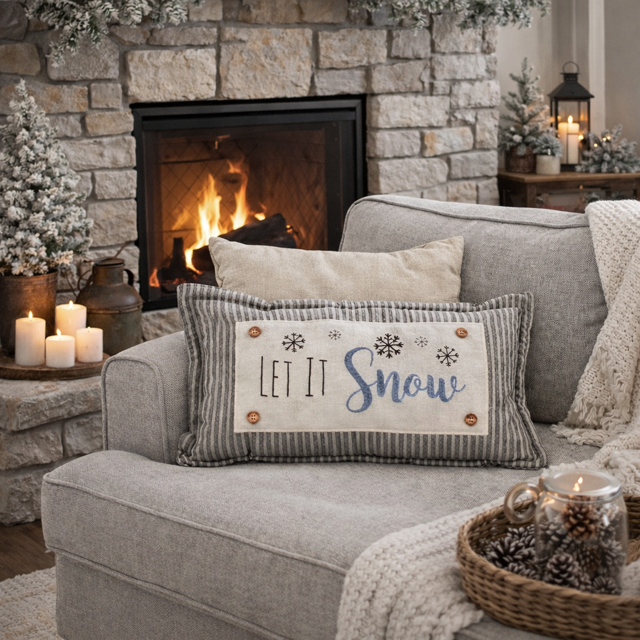 PILLOW ONLY (with fluffy insert): Galvinized Charcoal/Cream Farm Stripes: RECTANGLE CREAM/ DARK CHARCOALSTRIPES PILLOW (with insert)