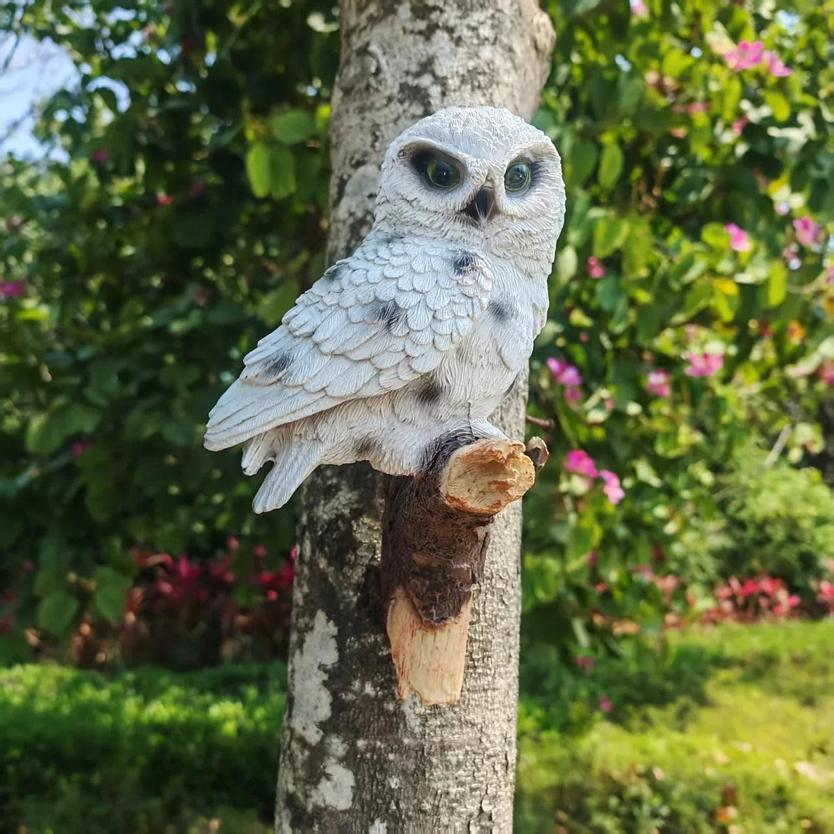 Lifelike Owl Statue Tree and Wall Decor for Garden and Home