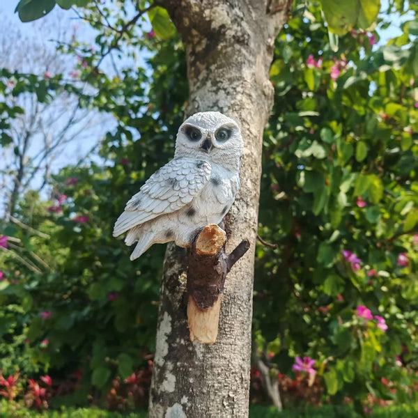Lifelike Owl Statue Tree and Wall Decor for Garden and Home
