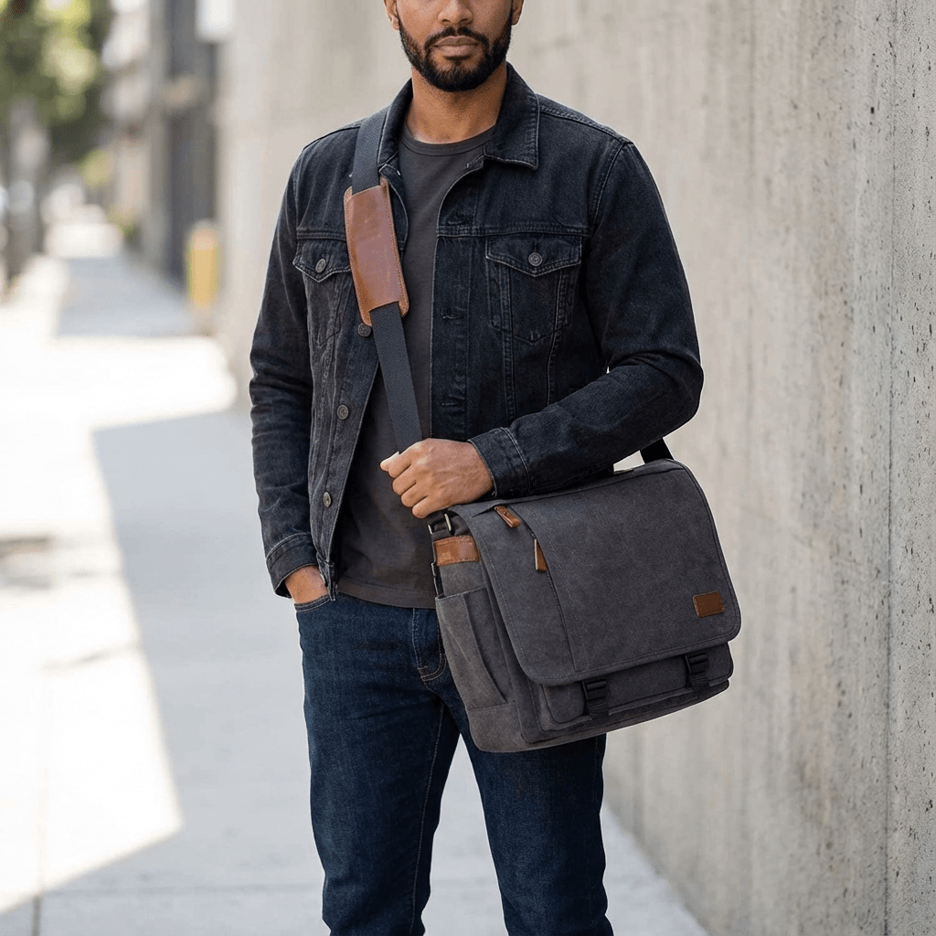Men's Canvas Messenger Bag – Large Format Commuter Carry